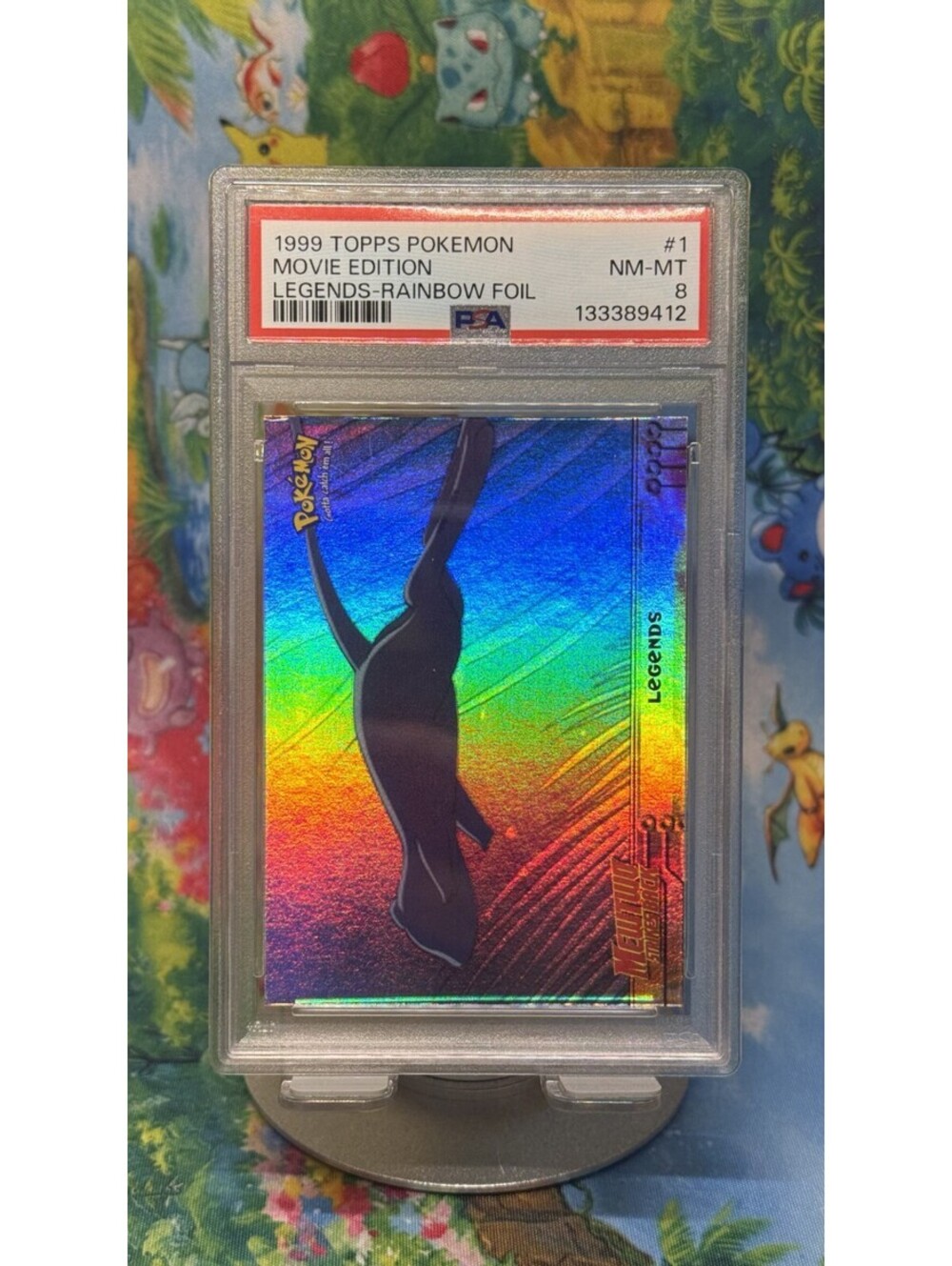 Mewtwo Legends Topps Pokémon Movie #1 1999 Rainbow Foil POP17! PSA 8